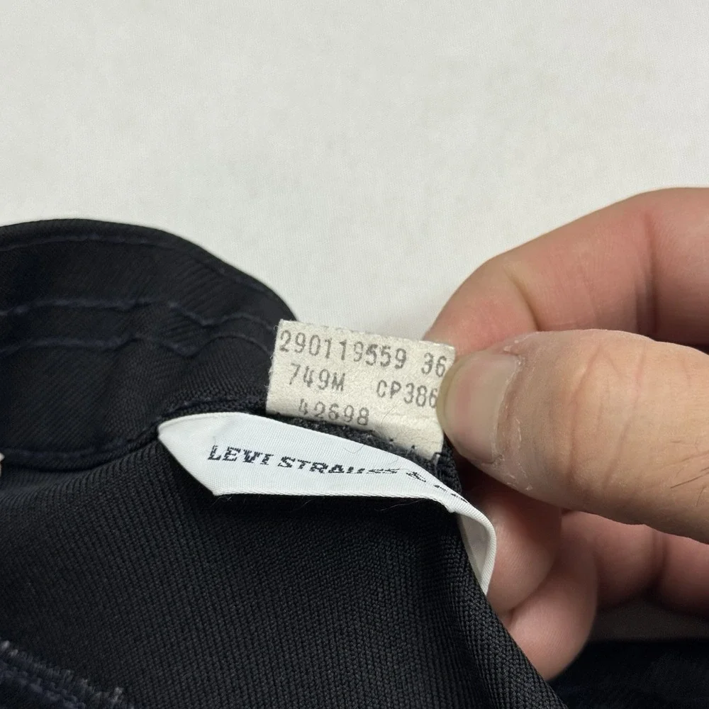 Vintage Levi's Men's Vintage Black Polyester Stretch Pants Gold Tab 36x31 Preppy